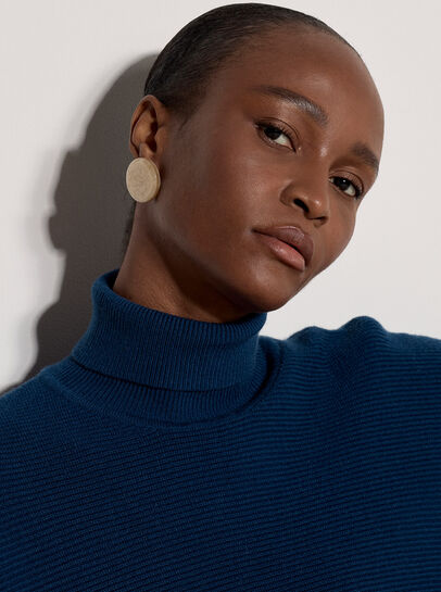 Ribbed Knit Batwing Cape Jumper
