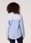 Contrast Stripe Wrap Shirt, Blue, large