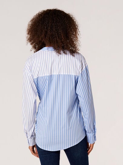 Contrast Stripe Wrap Shirt