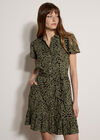 Scattered Squares Shirt Mini Dress, Khaki, large