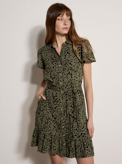 Scattered Squares Shirt Mini Dress