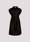 High-Low Shirt Mini Dress, Black, large