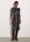 Painterly Stripe Knitted Midi Dress, Grey, large