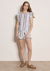 Shimmer Stripe Ruffle Mini Shorts
, White, large