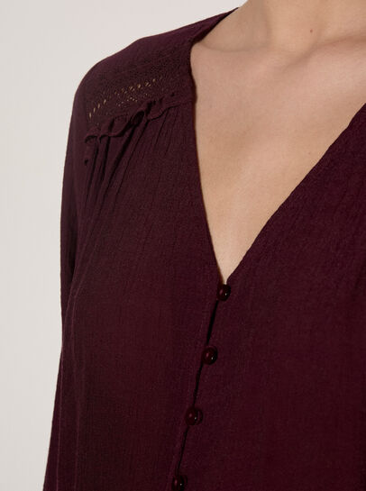 Crochet Insert Shimmer Blouse