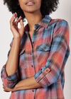 Sunset Plaid Shirt Dress, Blue, large
