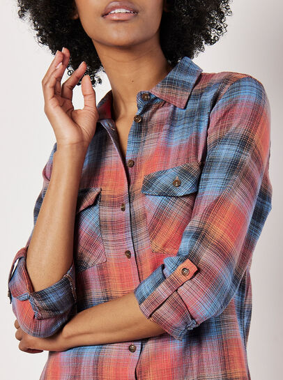 Sunset Plaid Shirt Dress