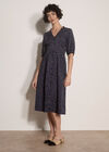Polka Dot Ruffle Midi Dress, Navy, large