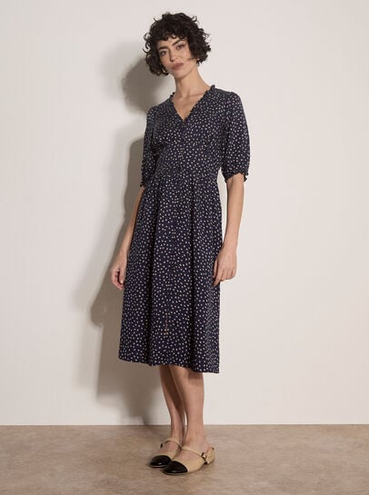 Polka Dot Ruffle Midi Dress