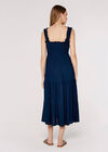 Robe midi smockée à volants, bleu marine, grand