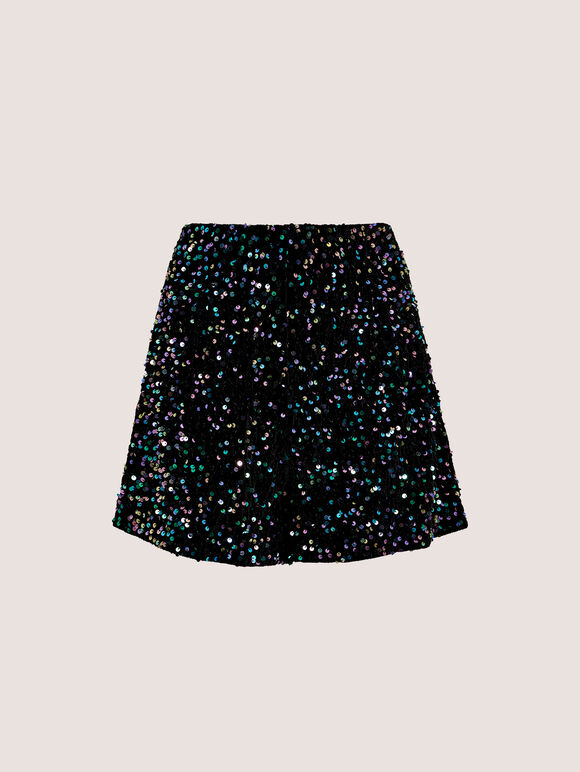 Sequin Velvet Mini Shorts, Assorted, large