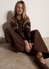 Wide-Leg Jersey Joggers, Brown, large