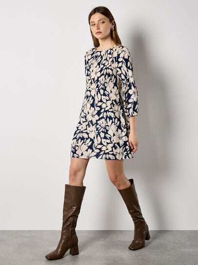Silhouette Floral Chiffon Plisse Mini Dress