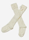 Pom Pom Knit Knee High Socks, Cream, large
