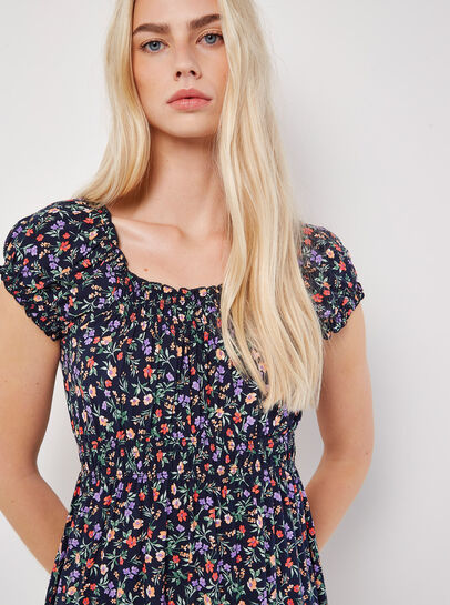 Garden Floral Milkmaid Midi Dress