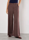 Mini Check Wide Leg Trousers, Burgundy, large