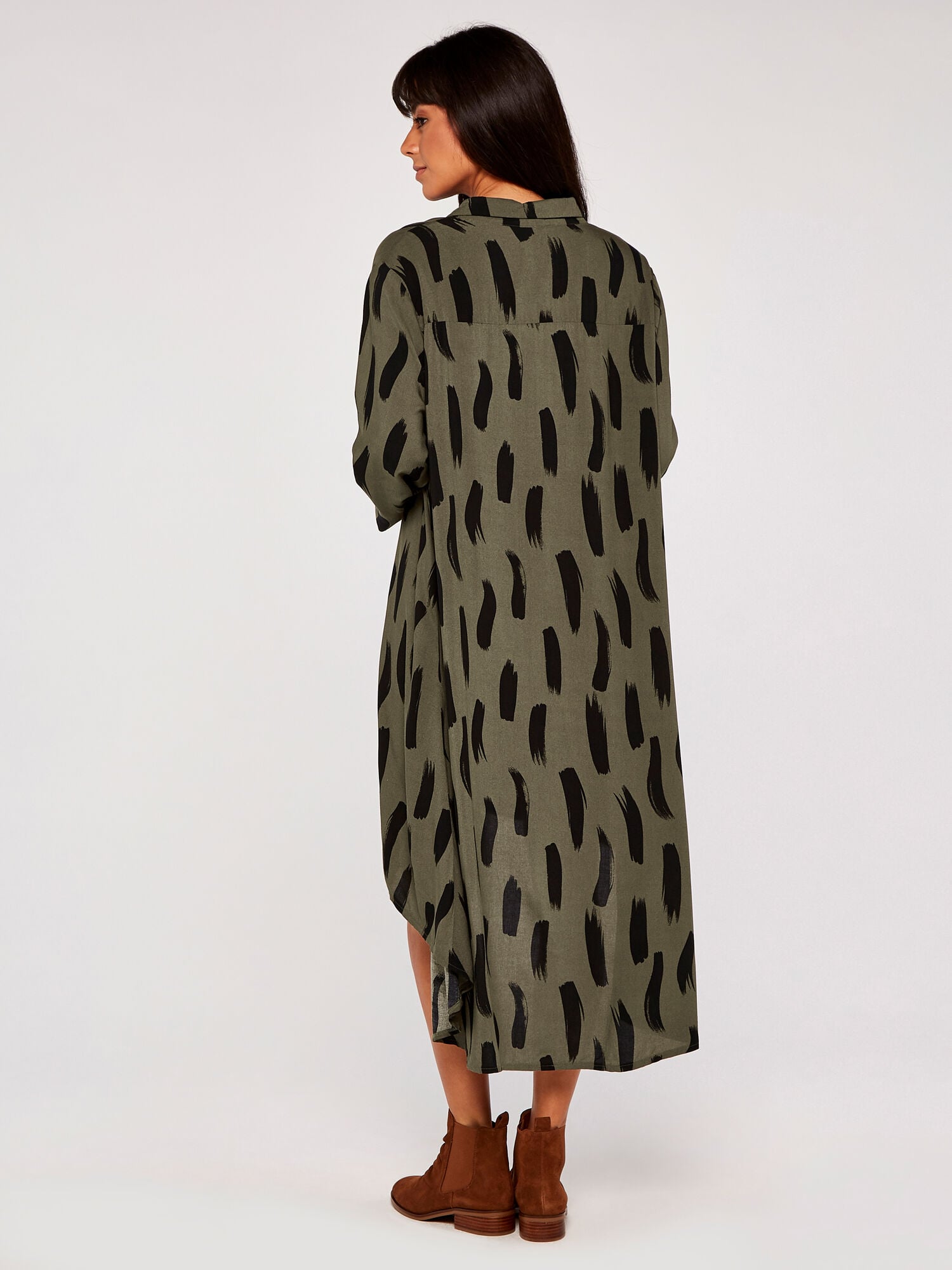 Brushstroke Oversize Shirt Dress 