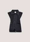 Sleeveless Denim Jacket, Black, large
