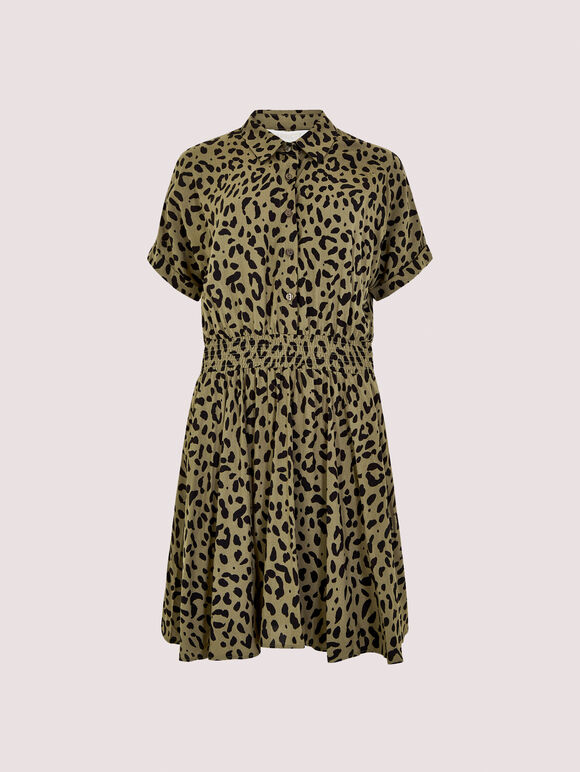 Cheetah Print Mini Dress, Khaki, large