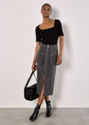Pinstripe Cargo Midi Skirt, Black, large