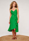 Ruffle Camisole Midi Dress, Green, large