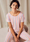 Rainbow Stripe Short Sleeve Top, Pink, large