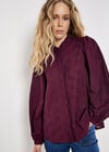 Floral Embroidered Shirt, Burgundy, large