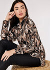 Marble Print Plisse Shirt, Black, large