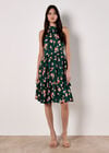 Halterneck Tiered Floral Mini Dress, Green, large