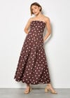 Polka Dot Bow Back Wide-Leg Jumpsuit, Brown, large