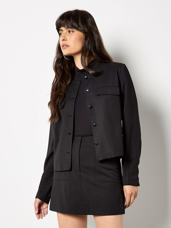 Tailored Mini Skirt, Black, large