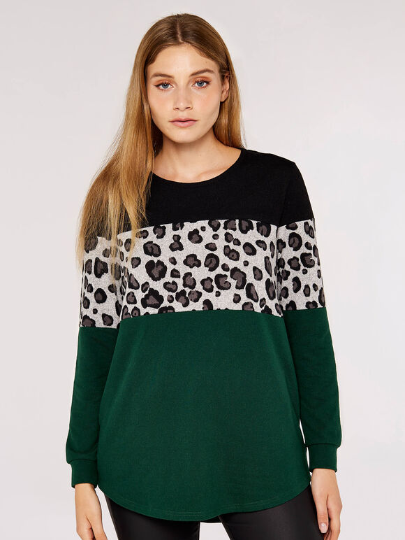 Animal Block Print Jumper, Green, large