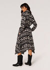 Ikat Shirt Midi Dress, Black, large