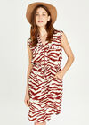 Zebra Zip Front Utility Dress, Rust, large