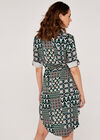 Patchwork Shirt Mini Dress, Green, large