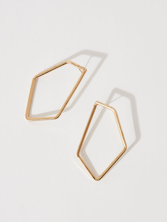 Geomteric Hoop Earrings, Yellow, large