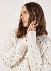 Pointelle Teardrop Chunky Knit Jumper, Cream, large