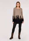 Tree Intarsia Knitted Top, Stone, large