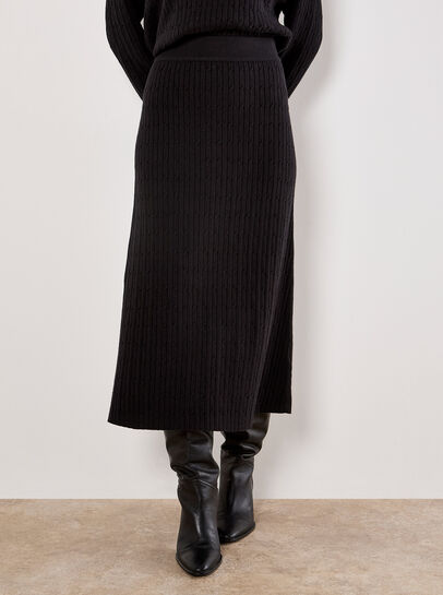 Fine Knit Cable Midi Skirt
