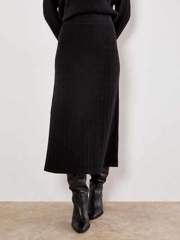 Fine Knit Cable Jumper & Skirt Co-ord Set, , large