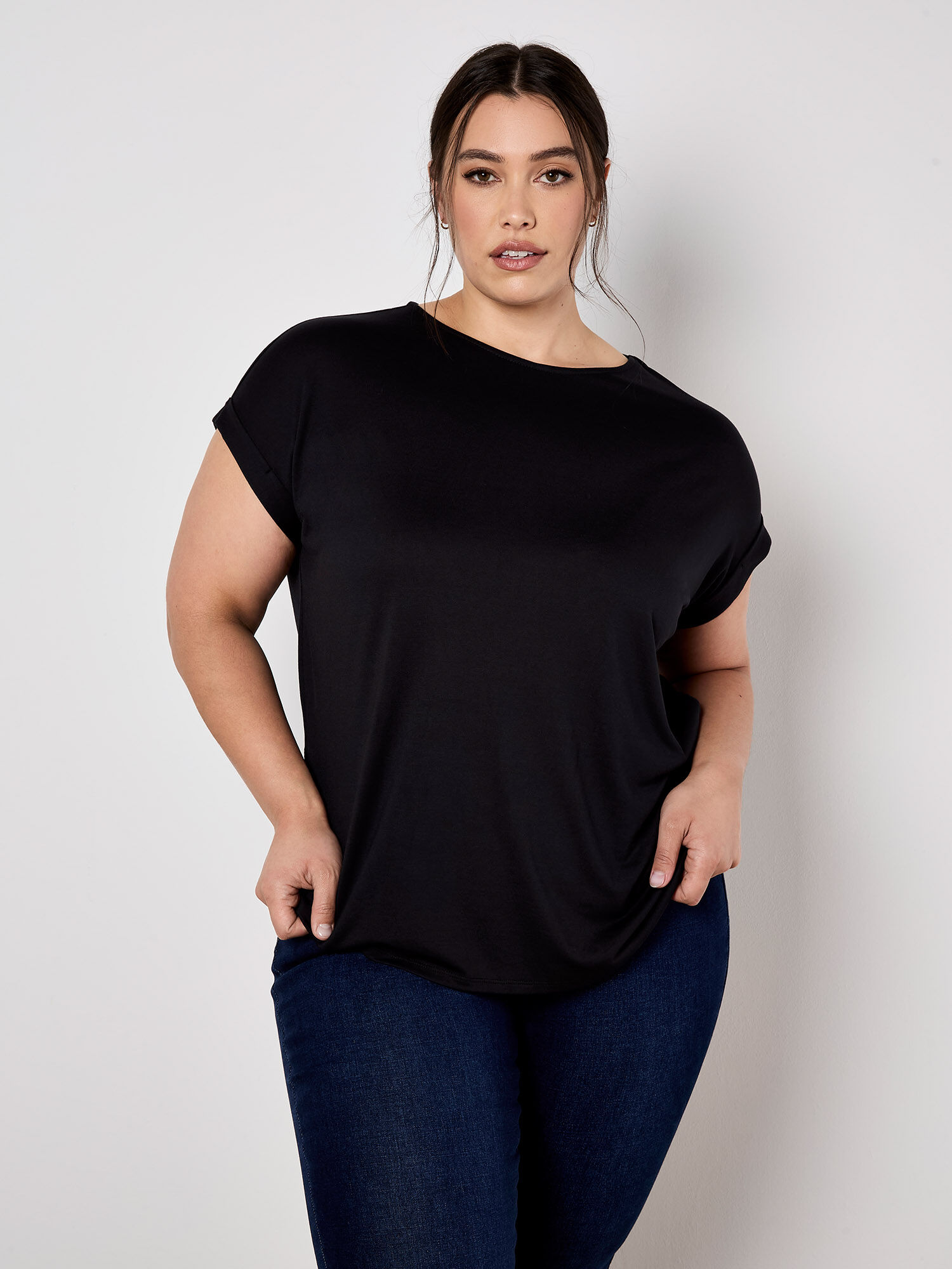Curved Hem Jersey T-Shirt | Apricot Clothing
