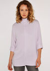 Soft Marl Mock Neck Top, Lilac, large