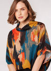 Roll Neck Knitted Cape Top, Mustard, large