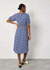Spot Print Milkmaid Midi Dress, Blue, large