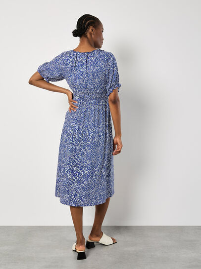 Spot Print Milkmaid Midi Dress