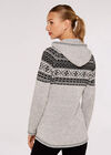 Fairisle Zip Through Cardigan, Grey, large