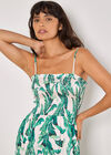 Tropical Leaf Satin Maxi Dress, Stone, large