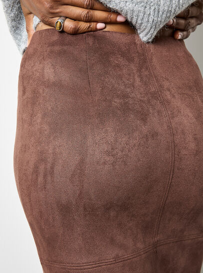 Split Front Suede Pencil Skirt