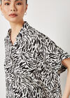 Brushstroke Print Short Sleeve Shirt, Black, large
