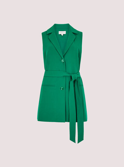 Sleeveless Tie Waist Blazer